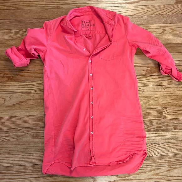 Frank & Eileen Mary Classic Shirtdress Famous Denim Neon Pink - Picture 2 of 12